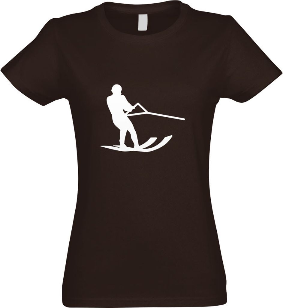 Kiwistar - T-Shirt tailliert - Damen - Chocolate - Wasserski Sportler Figur - mit Motiv Bedruckt - Funshirt Design - Sport - Freizeit - Damen - XL