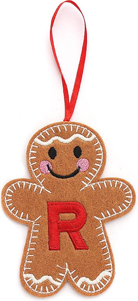 Lebkuchenmann-Ornamente, Initialen-Alphabet-Monogramm, Lebkuchen-Hängeornament, Familienname, Weihnachtsbaumschmuck