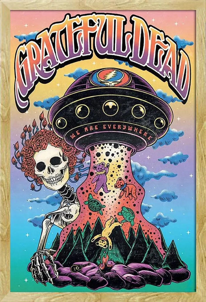 Décoration Murale Salon : Poster Grateful Dead Bertha UFO Cadre Hêtre