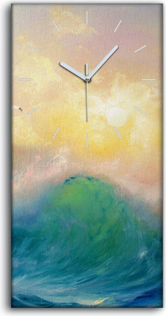 Leinwand Uhr Küche Wohnzimmer Bild Geräuschlos 30x60 Landschaft Surfen - weiße Hände