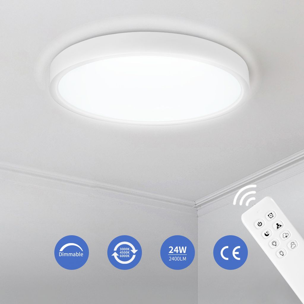LED Deckenleuchte Wohnzimmer Beleuchtung Deckenlampe Badleuchte 24W Dimmbar 