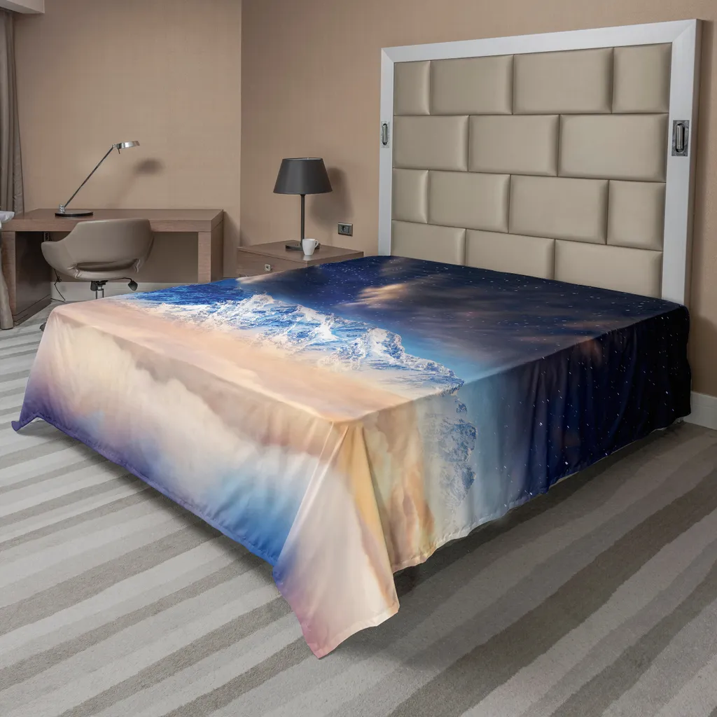Drap de lit pour chambre d'adulte ou ado Motif Voie Lactée 244x205 cm Bleu