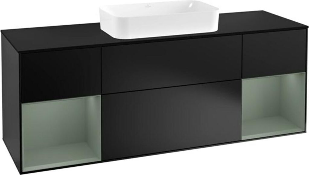 V&B Waschtischunterschrank Wandbeleuchtung Finion 160cm, Pl b m, Reg Oli. m Lac, bla m Lac