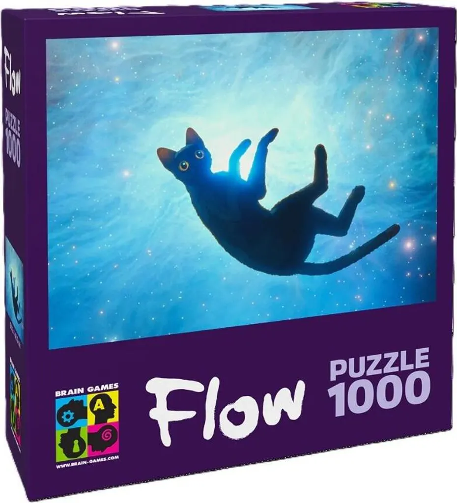 Puzzle Chat Noir 1000 pièces : Jeu de cerveau robuste et design Flow art