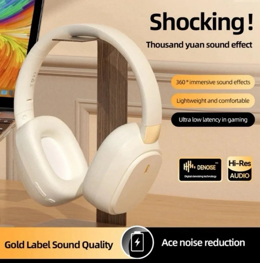 Casque Bluetooth pliable beige SY-T6 avec microphone intégré et stéréo - 6