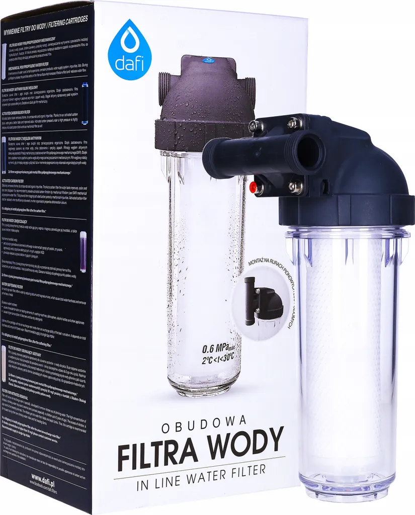 Dafi Élément Filtrant 10 Pouces avec Cartouche Charbon Actif Bloc