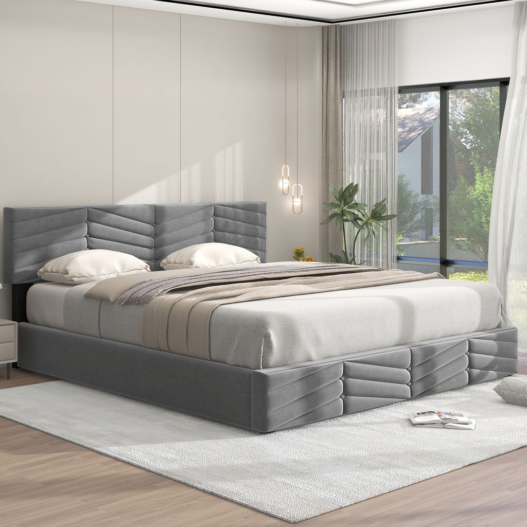 okwish Polsterbett 180×200cm Stauraumbett Doppelbett mit Produktbild 