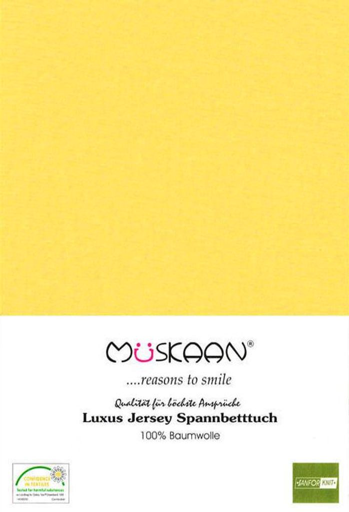 Jersey Spannbettlaken 180x200 - 200x200 cm Gelb - 100% Produktbild 