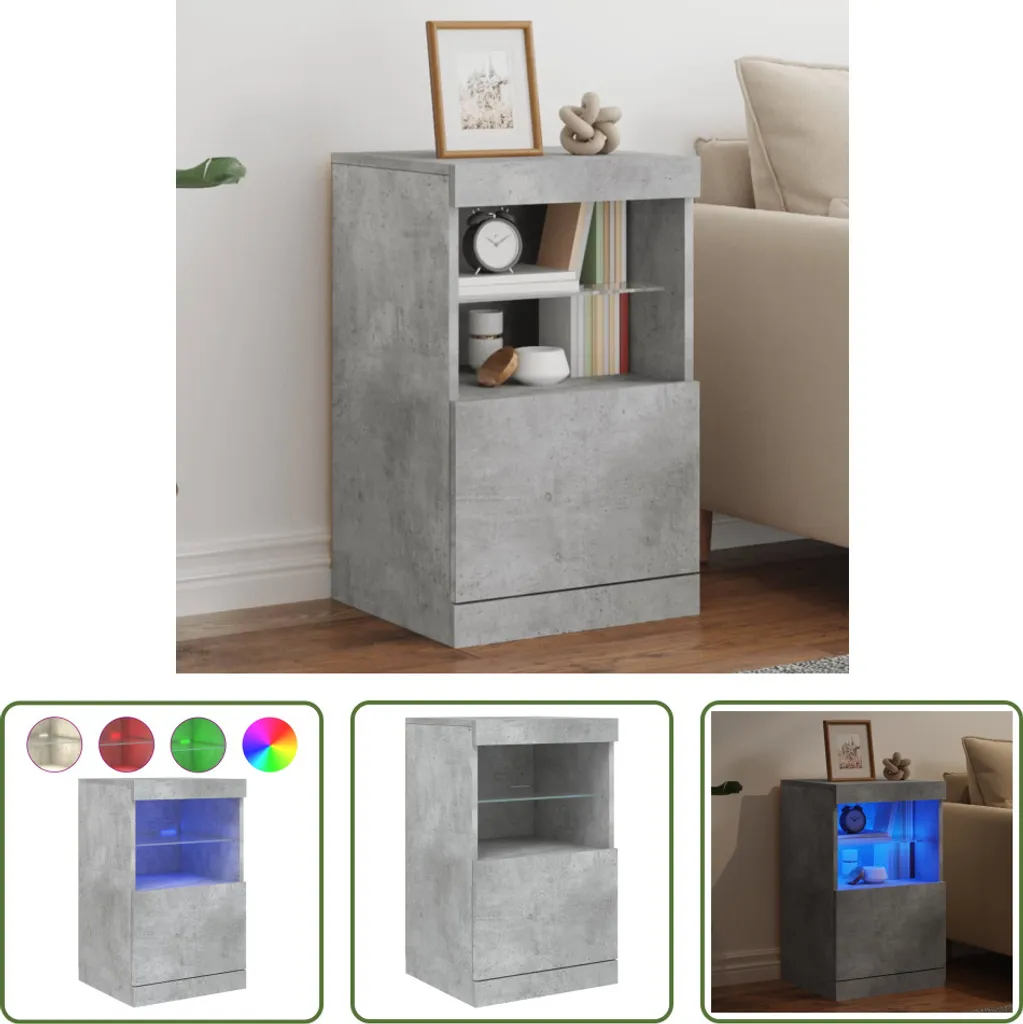 The Living Store Credenza LED Cemento 41x37x67 cm | Mobile Robusto
