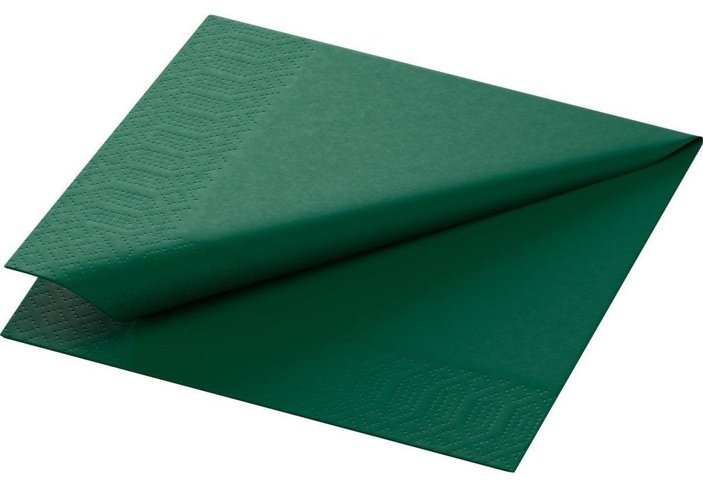 8x Zelltuchservietten 24 x 24 cm 3-lagig 1/4 Falz jägergrün | Packung (250 Stück)