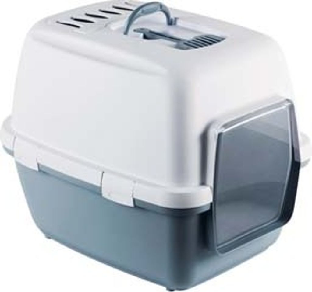 Katzentoilette Cathy Comfort blau/weiß m. Türe, 58 x 45 x Produktbild 