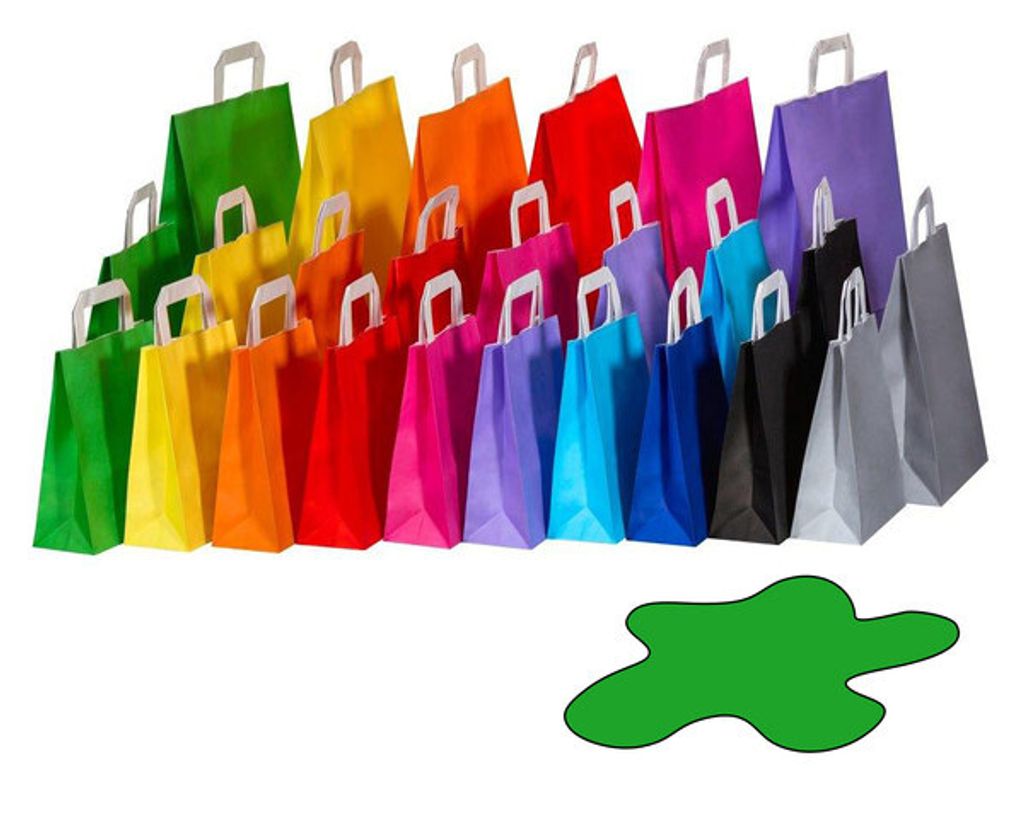 50x Papiertragetaschen Papiertaschen Flachhenkel 18x8x22cm Produktbild 