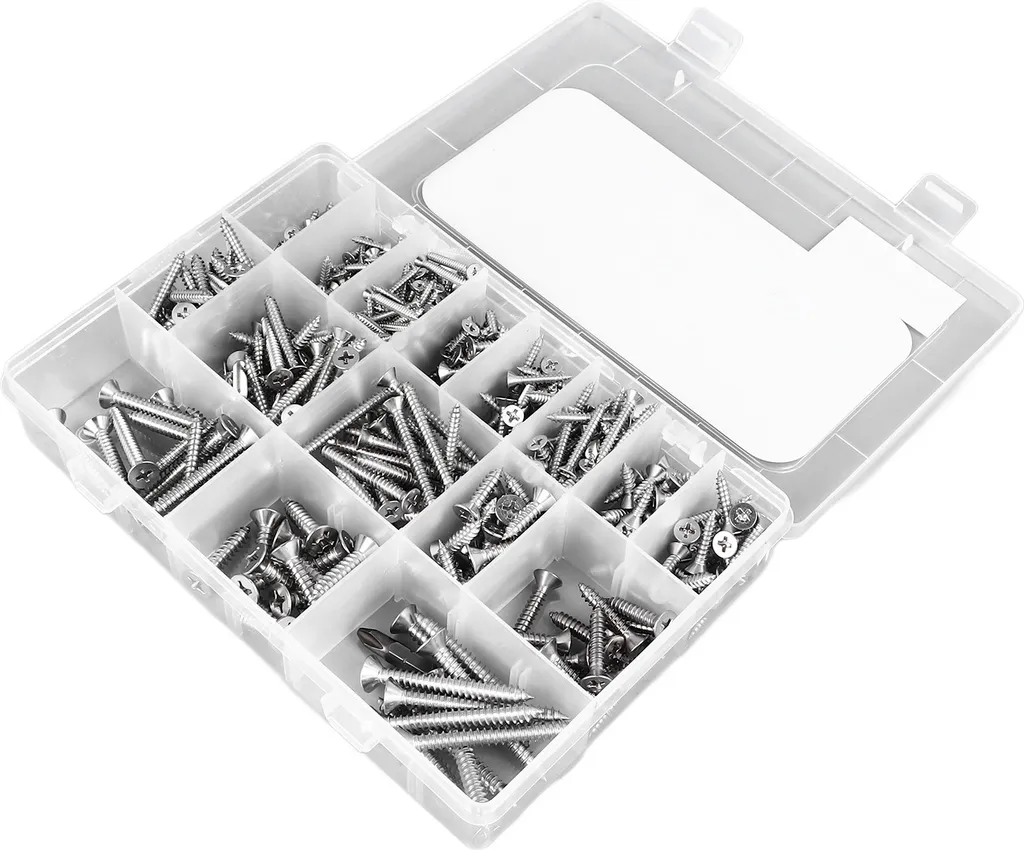 450 Vis Autotaraudeuses Tête Plate Inox avec Embout CRV PH2 Inclus