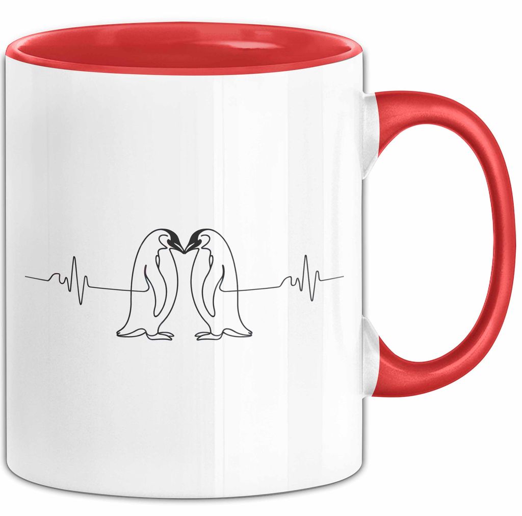 Pinguin Herzschlag Tasse Geschenk Lustige Geschenkidee Spruch (Rot)