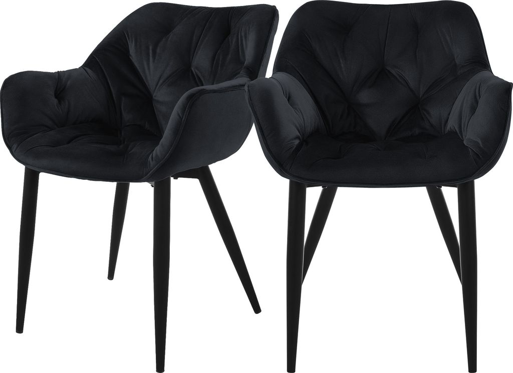 ML-Design 2er Set Esszimmerstuhl mit Rückenlehne, Schwarz, Produktbild 