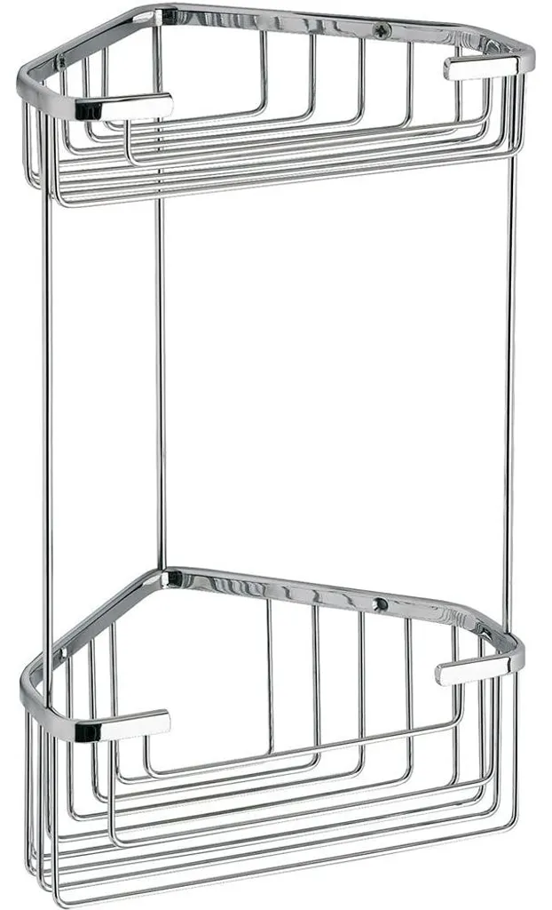 Rangement d'angle pour douche 2 étages en acier inox, 20 x 15 x 27 cm