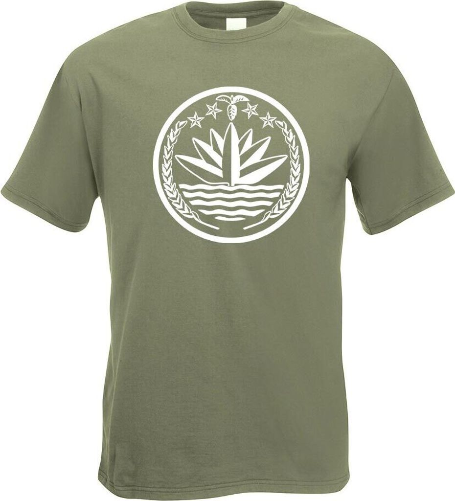 Kiwistar - T-Shirt - Olive - Bangladesch Wappen Motiv Bedruckt Funshirt Design Print - mit Motiv Bedruckt - Funshirt Design - Sport - Freizeit - He...