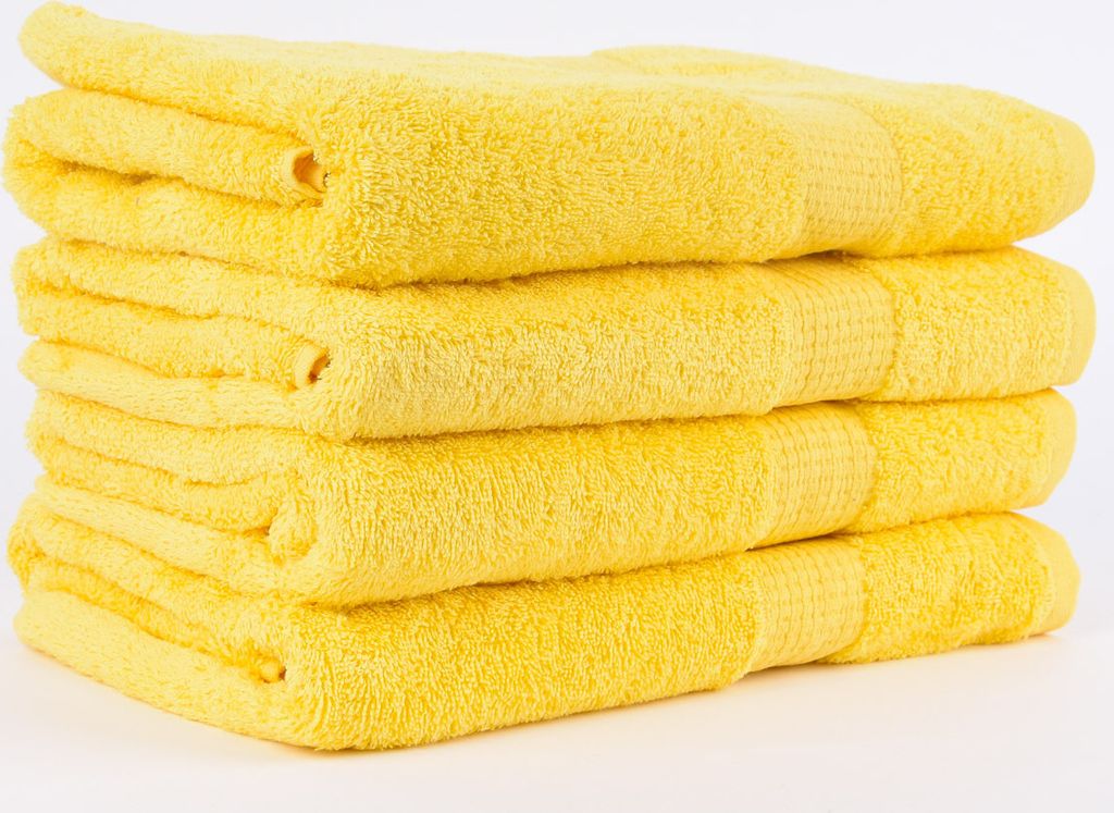 4er Set Duschtücher 70x140cm Qualitätsfrottee 100% Baumwolle 500g/qm einfarbig Farbe gelb