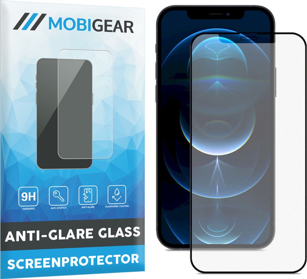 Mobigear Premium iPhone 12 Pro Max Panzerglas Gehärtetes Glas Displayschutz Anti-Glare - Hüllenfreundlich - Schwarz