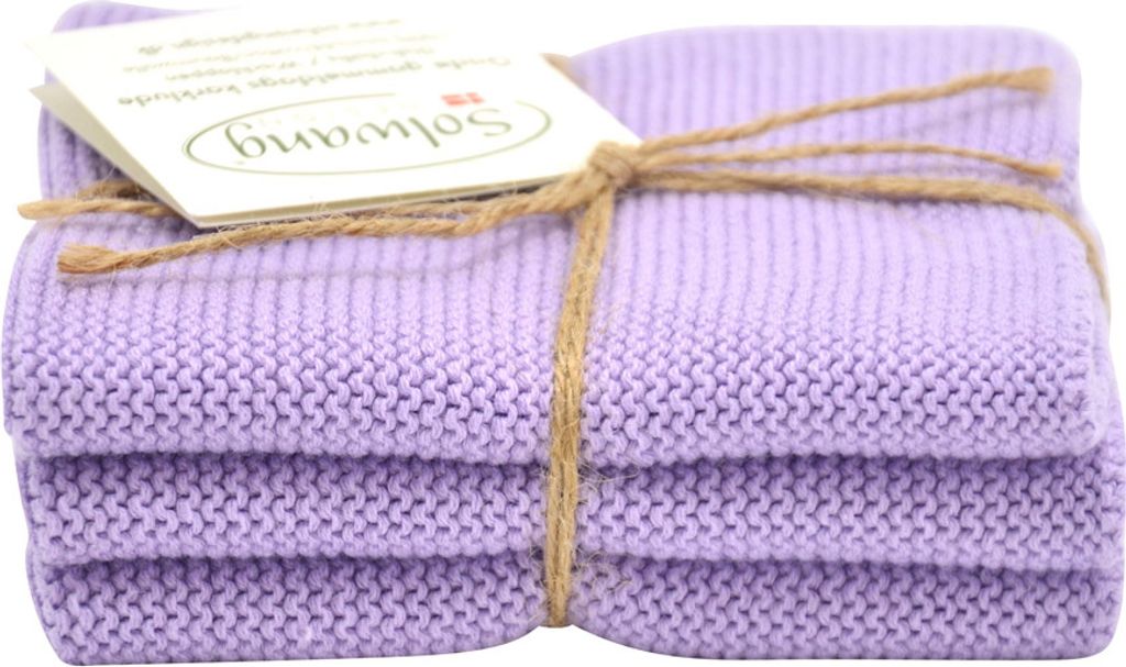 Solwang Wischtuch HELL LILA gestrickt 3er Küchentuch Spültuch Putztuch Lappen