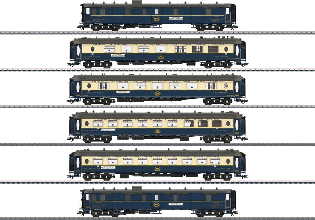 A collection of model train cars displayed on a white background.