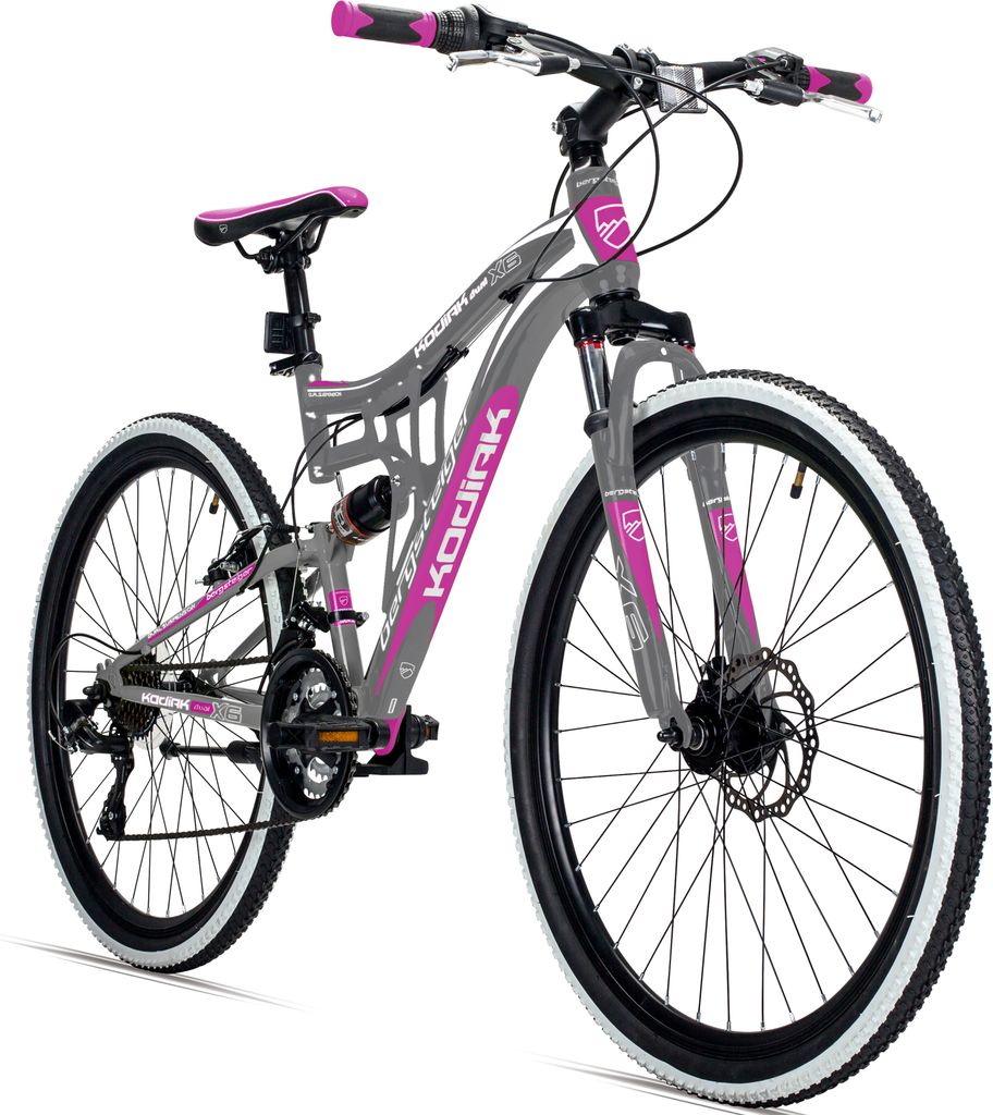Bergsteiger Kodiak 26 Zoll Mountainbike, geeignet ab 150 cm, Scheibenbremse, Shimano 21 Gang-Schaltung, Vollfederung, Damen-Fahrrad & Mädchen-Fahrrad