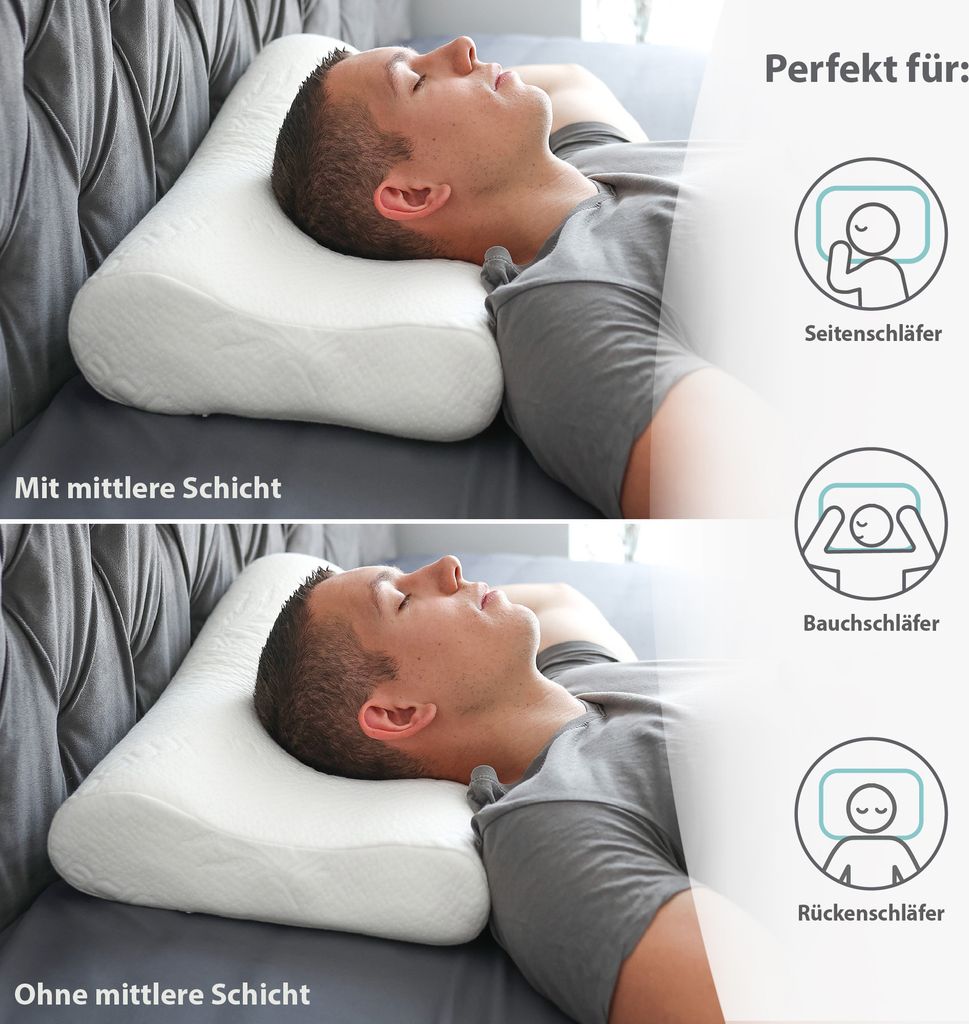 Poduszka na szyję Visco Foam 34x52x9-12 cm - poduszka Zdjęcie produktu 5