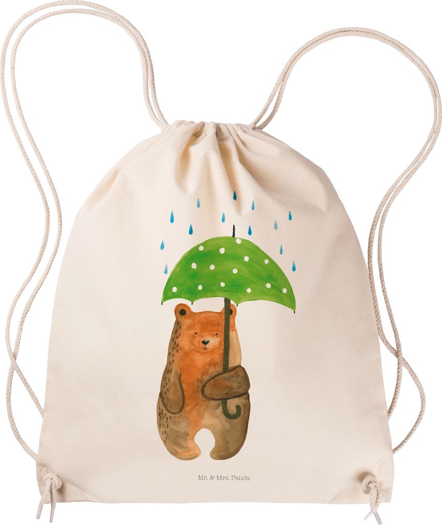 Mr. & Mrs. Panda Jutebeutel Bär Regenschirm - Transparent - Geschenk, Pärchen, Turnbeutel, Liebeskummer, Beutel, Kleiner Rucksack, freizeit, Spru...