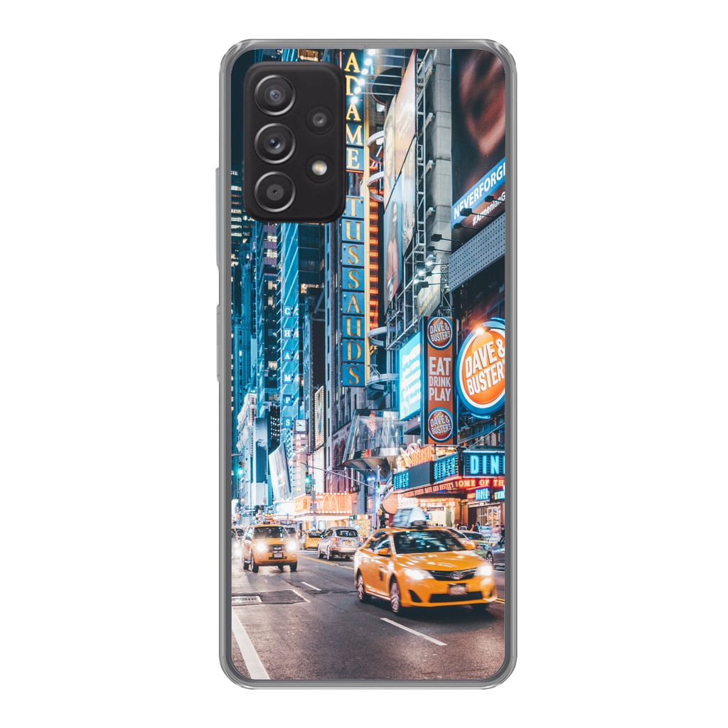 MuchoWow Handyhülle Schutzhülle Hülle für Samsung galaxy a73 New York bei Nacht Silikon Softcase Handy Hülle - Handyhülle