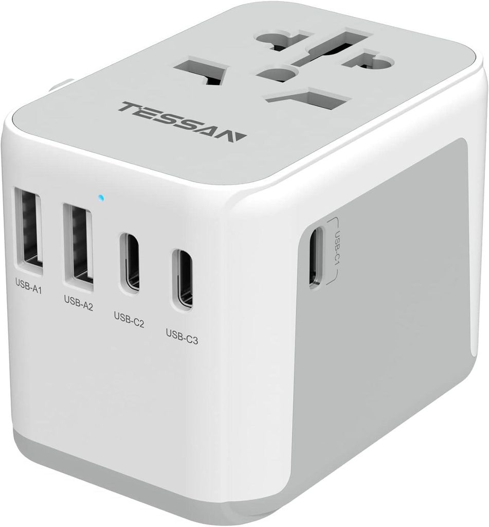 TESSAN Reiseadapter Weltweit mit 2 USB A 3 USB C Internationaler Steckdosenadapter