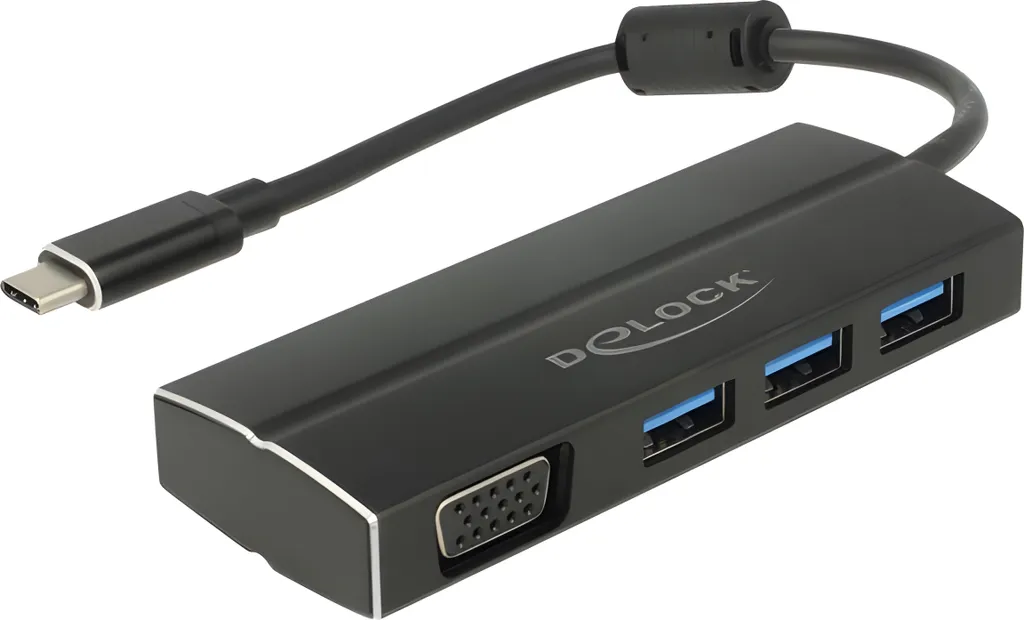 Adaptateur USB Type-C Performance vers VGA et Triple Port USB 3.0 Delock