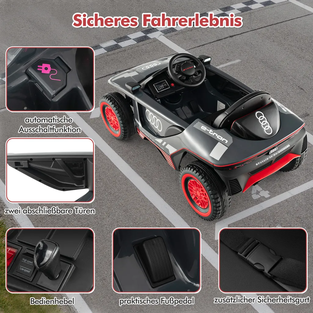 Audi électrique enfants 12V : suspensions, télécommande et feux LED Gris - 4