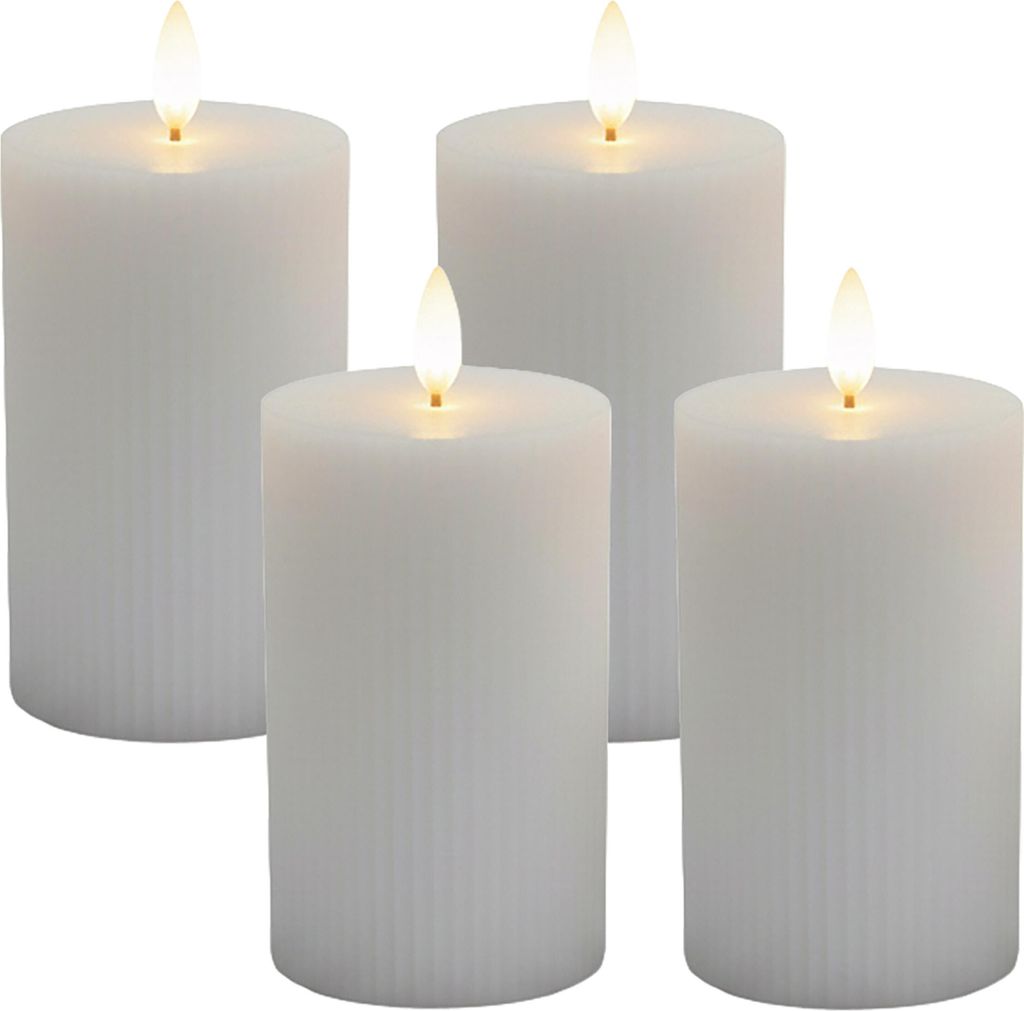 Relaxdays LED Kerzen, 4er Set, HxD: 13 x 7,5 cm, flackernde Produktbild 