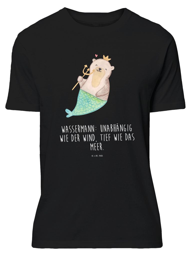 Mr. & Mrs. Panda T-Shirt Wassermann Astrologie - Schwarz - Geschenk, Sternzeichen, mit Motiv, Spruch, Geburtstagsgeschenk, oberteil, Tshirt, S