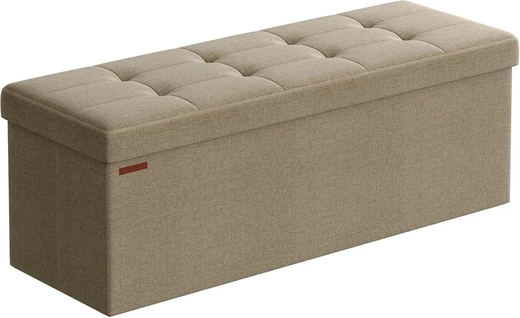 Banc de Rangement Bout de Lit Pliable pour Chambre et Salon Marron Camel