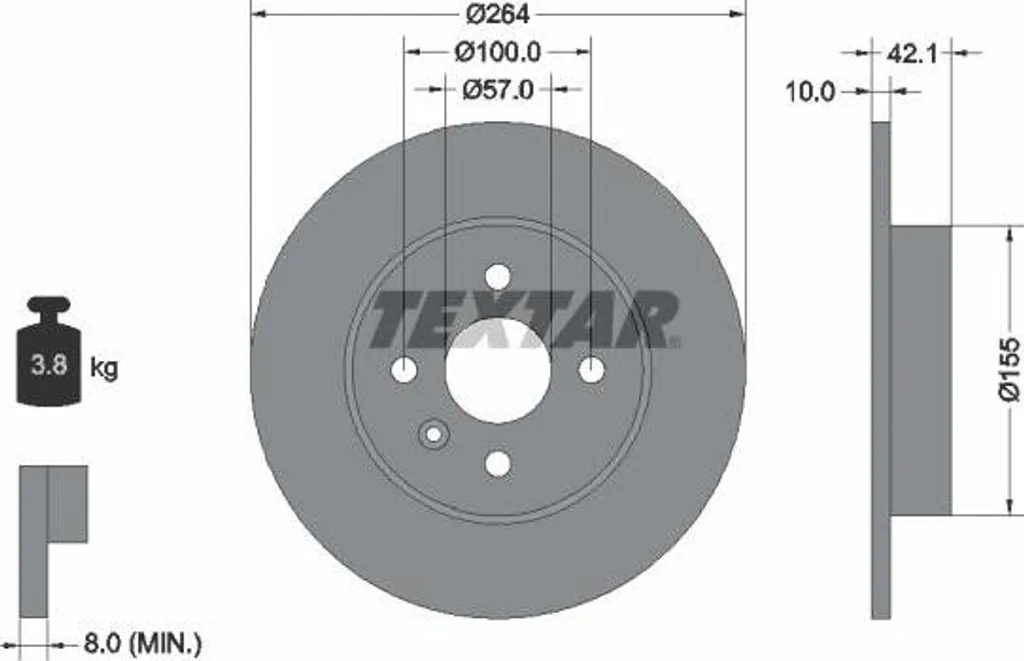 Disque de Frein pour Remplacement Opel Meriva et Combo Textar 92124703