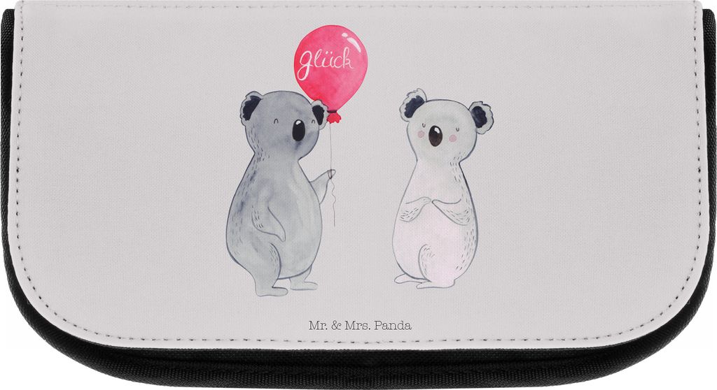 Mr. & Mrs. Panda Kulturtasche Koala Luftballon - Grau Pastell - Geschenk, Organizer Tasche, Kosmetiktasche, Kulturbeutel, Party, Geburtstag, schmink