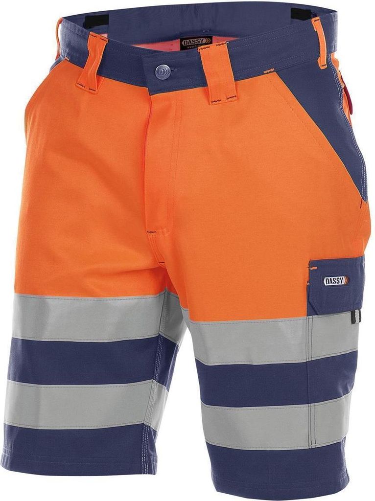 DASSY Venna Warnschutz-Shorts DUNKELBLAU/NEONORANGE Gr.44 Länge: STANDARD