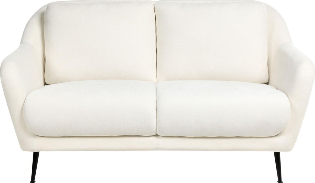 BELIANI Sofa Weiß Chenille Stoff 2-Sitzer Schwarze Metallbeine Dick Gepolsterte Sitzfläche Armlehnen Polstersessel Wohnzimmer Schlafzimmer