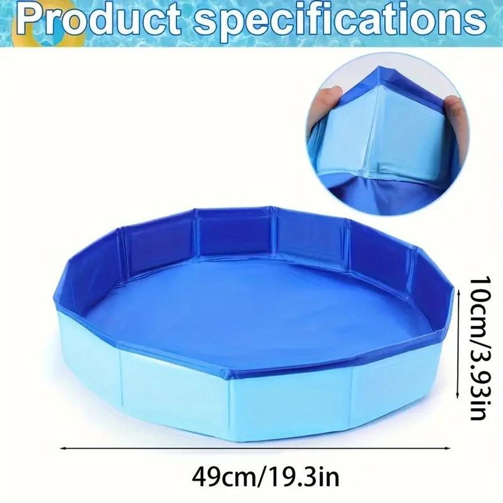 Faltbare Fußbadewanne für Pool – Ø 49 cm, 10 cm hoch – Tragbarer Pool-Einstieg, Fußreinigung für Pools – auch als Tierbad oder Hundepool...