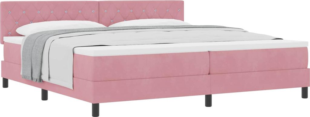Boxspringbett mit Matratze mit Kopfteil Rosa 200 x 200 cm Samt