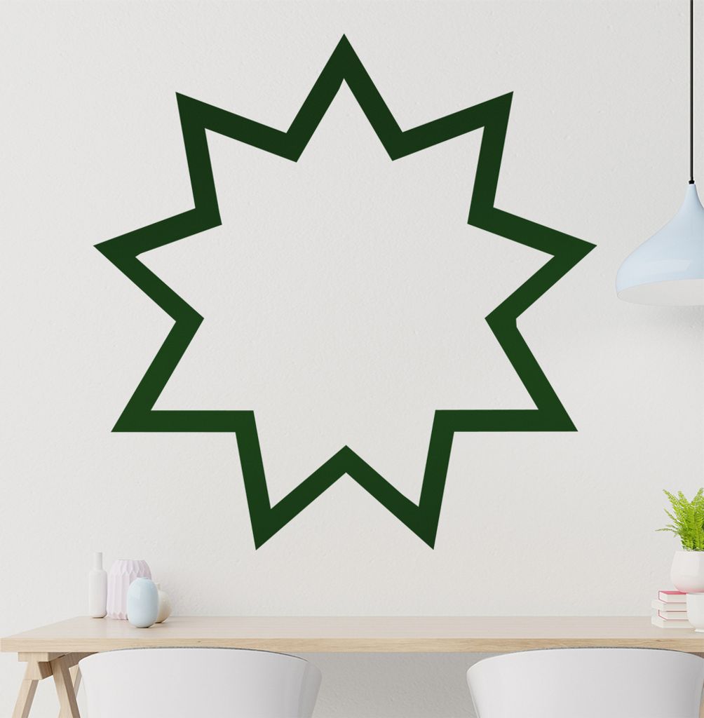 KIWISTAR Bahai Nine-Pointed Star Wandtattoo in 6 Größen - Wandaufkleber Wall Sticker - Dekoration, Küche, Wohnzimmer, Schlafzimmer, Badezimmer