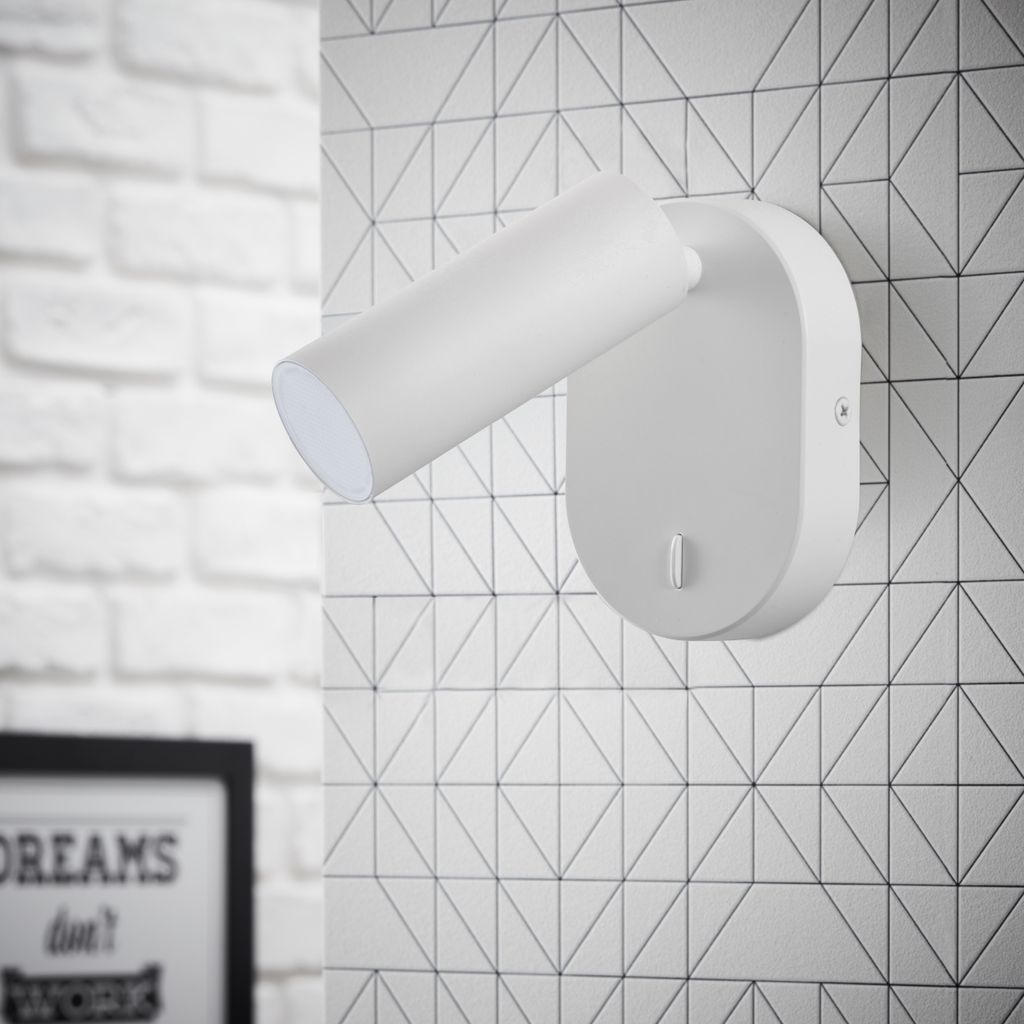 BRILLIANT LED Wandspot Soeren | minimalistische Wandleuchte | Metall | weiß matt | Kopf schwenkbar
