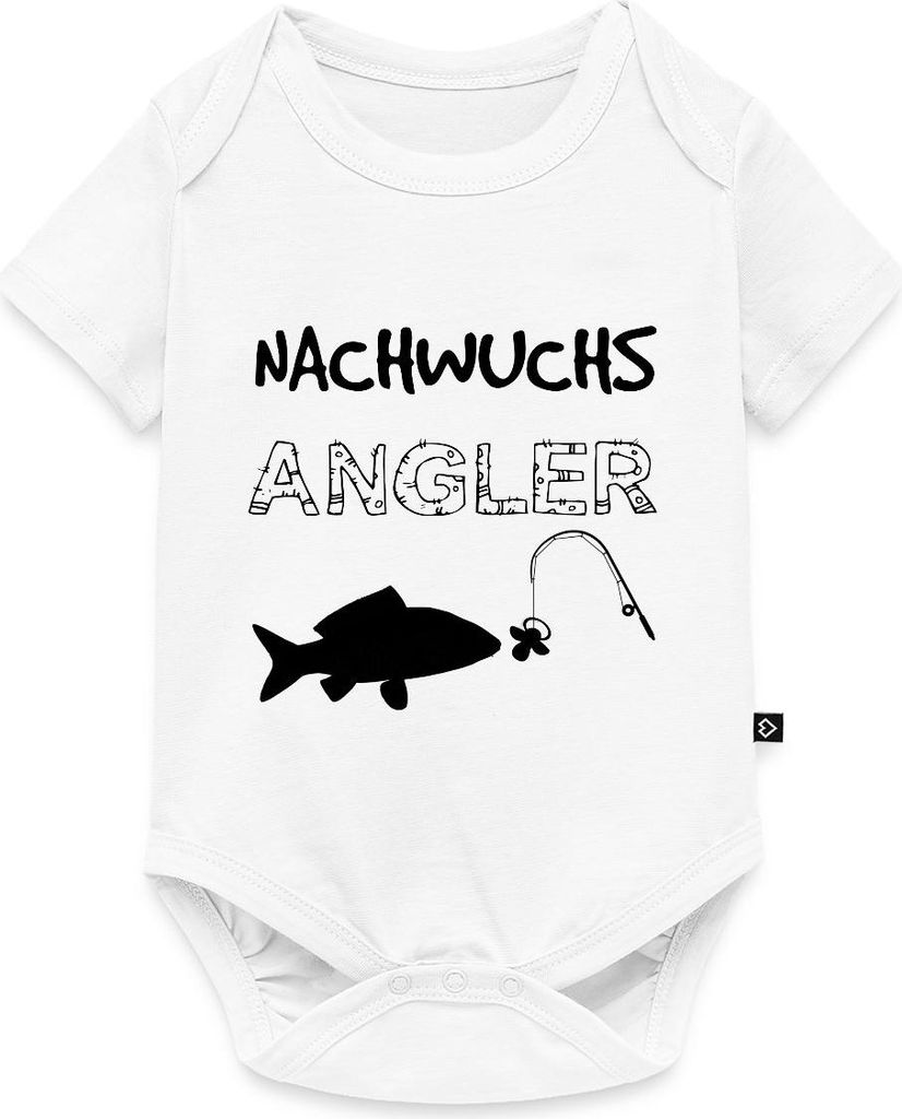 Spreadshirt Nachwuchs Angler Angel Geschenk Zur Geburt Angler Kurzarm Tages Baby Body, 62 (2-3 M.), Weiß