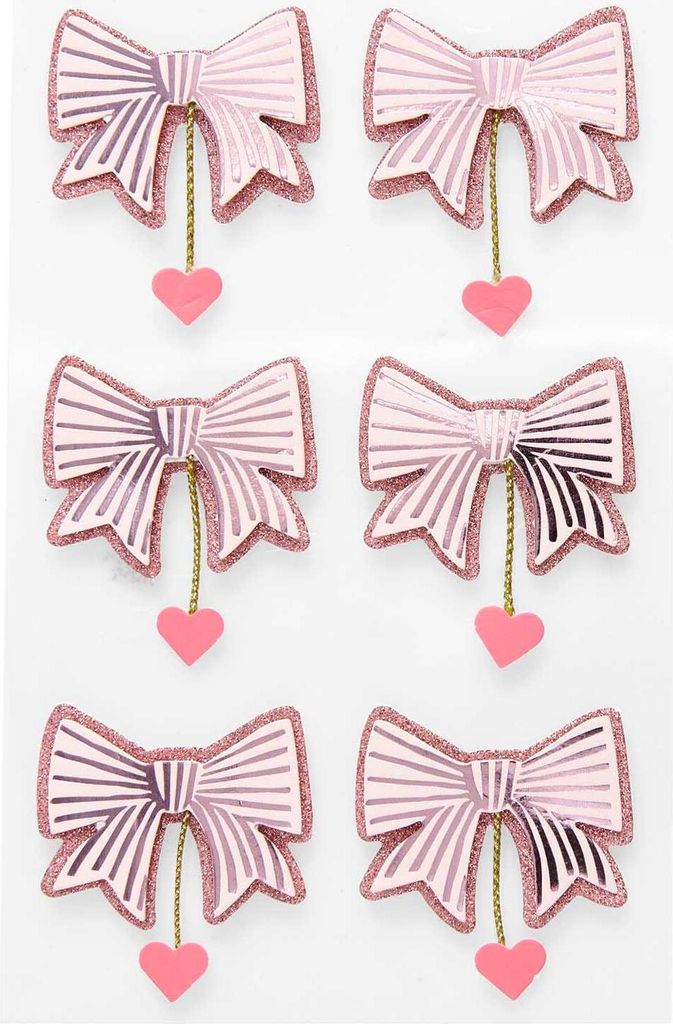 3D Sticker Schleifen / Herzen, PinkMIX