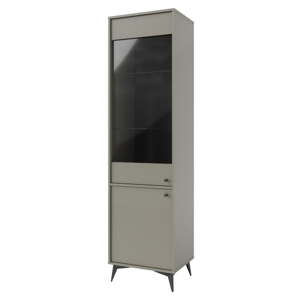 Masseno Vitrinenschrank TORINO 193,5 x 51,8 cm Modern Wohnzimmer Vitrine mit Tür Hellgrün / Hellgrün