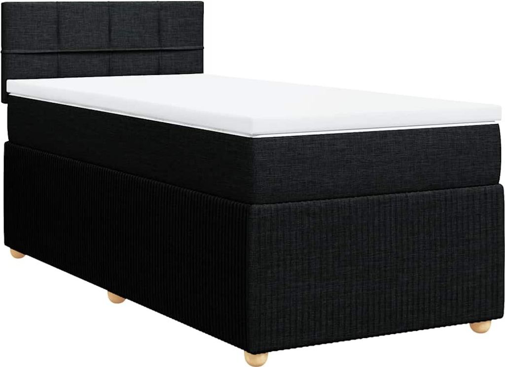 vidaXL Boxspringbett mit Matratze Schwarz 80x200 cm Stoff