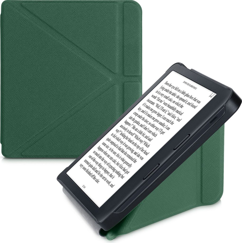 kwmobile Schutzhülle für Kobo Libra 2 Hülle - Kunstleder Case - eReader Klapphülle mit Auto Sleep Funktion - Cover mit Ständer - Dunkelgrün