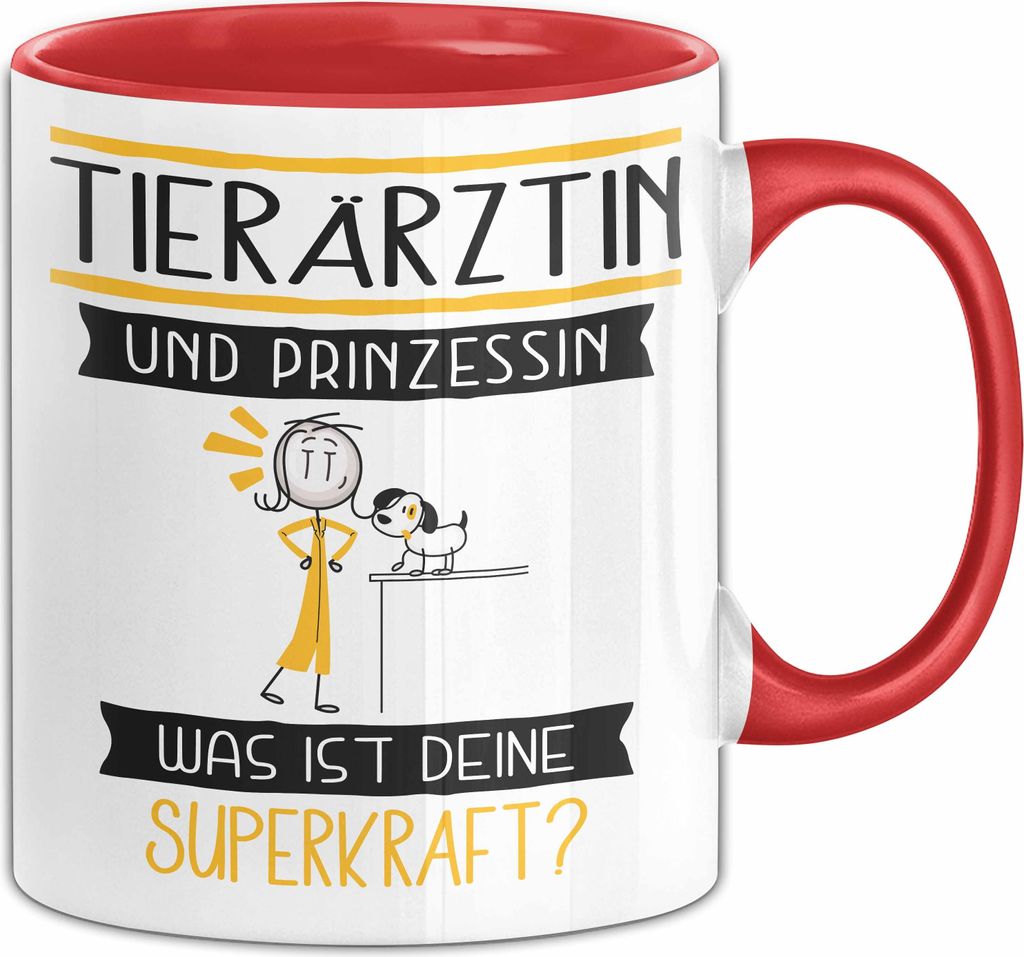 Tierärztin Und Prinzessin Tasse Geschenk Für Eine Tierärztin Geburtstag Was Ist Deine Superkraft (Rot)
