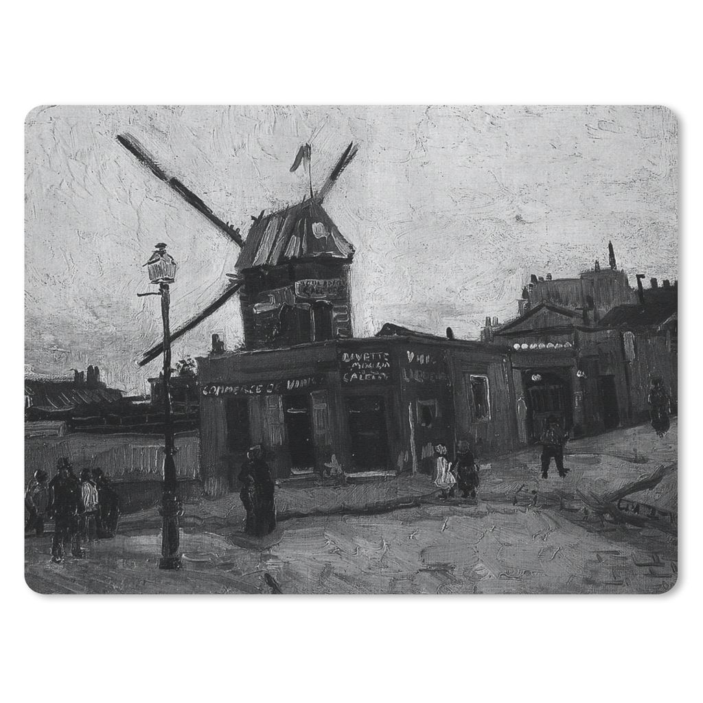 MuchoWow Mauspad Mousepad Le Moulin de la Galette - Vincent van Gogh - Schwarz und weiß 40x30 cm - Mousepads - Maus Mat - Pad - Mausunterlage - ...